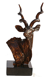kudu bull bronze portrait bust
